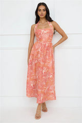Luxe Harmony Halter Maxi Dress Orange
