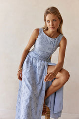 Odessa Dress - Blue Broderie