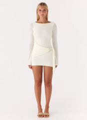 Niella Long Sleeve Wrap Mini Dress - Ivory