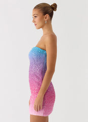 Step Closer Sequin Knit Mini Dress - Disco Ombre