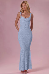 Lace Sweetheart-Neck Gown in Sky Blue