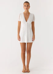 Sweet Lullaby Mini Dress - White